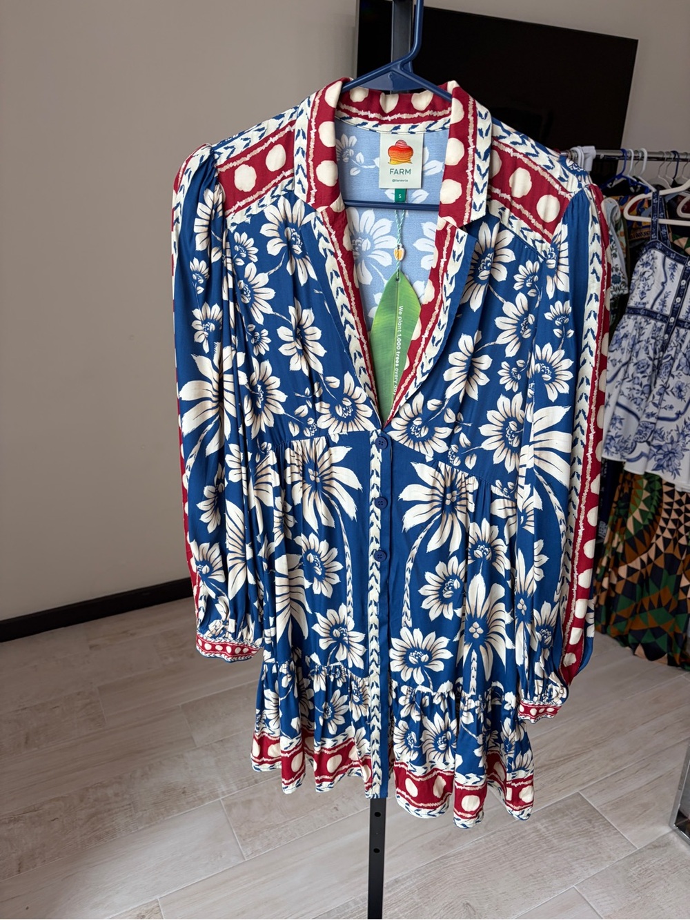 Farm Rio: Blue Luna Lenzing Ecovero Viscose Mini Dress - Picture 9 of 11